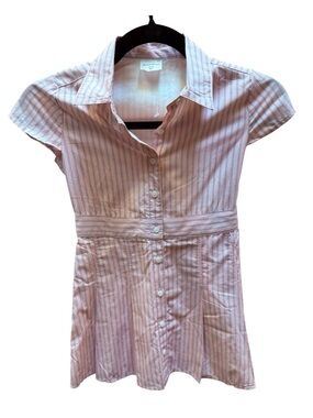 Abercrombie Kids Pink Striped Dress Size 5/6 Button Front Collared. NWOT
